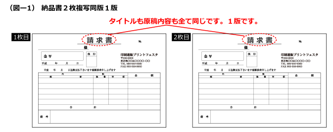 納品書・請求書の「版替え」 1・2枚目同版