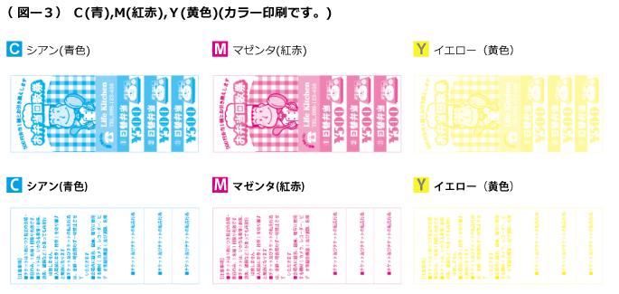 回数券の印刷の色数について〈オンデマンド印刷〉 カラー印刷(CMY)