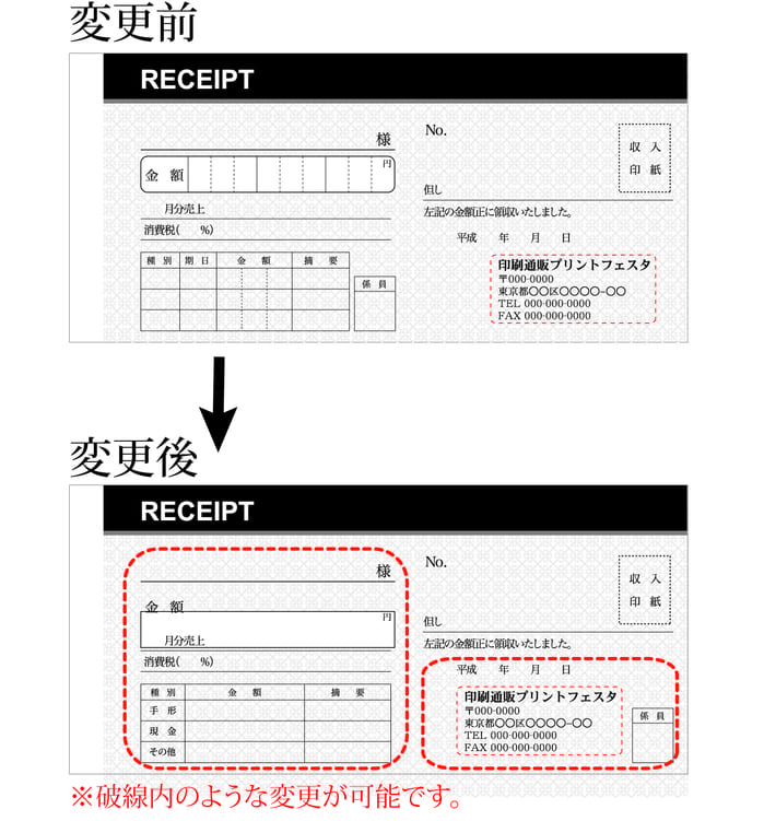 領収書の変更内容について