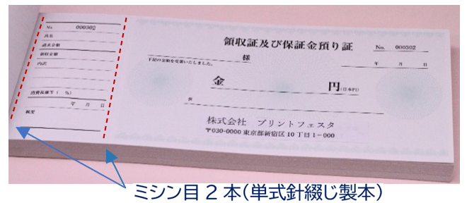 天のり製本のミシン目の画像