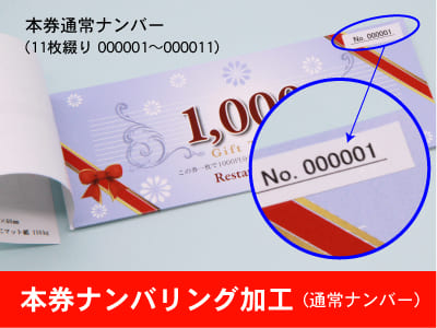 （２版）クーポン券冊子,商品券・地域振興券 本券通常ナンバー 11枚綴り 本券ナンバリング加工