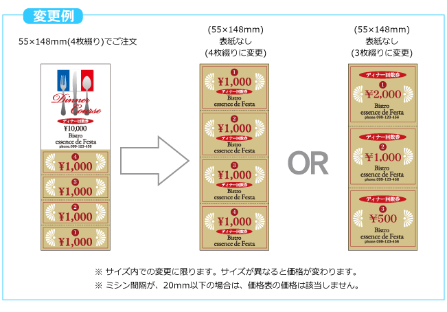 回数券 作成の一例