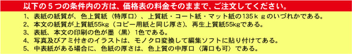 無線綴じ冊子　価格表の見方