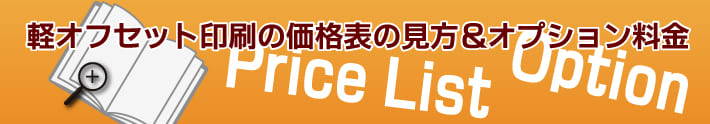 軽オフセット印刷　無線綴じ冊子　　オプション料金　価格表