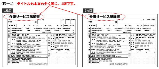 複写式 介護、看護伝票の「版替え」について 2枚複写の1・2枚目同版