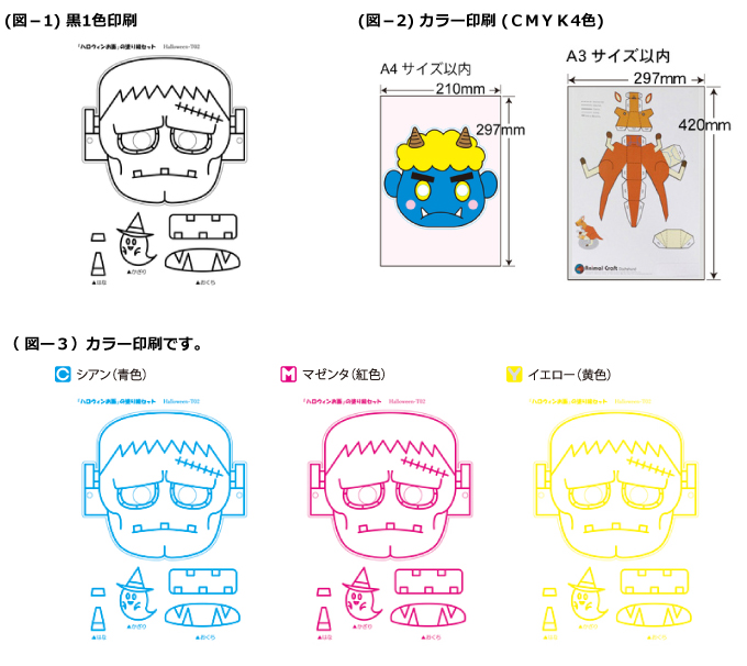 「型抜きペーパークラフト」の印刷色について