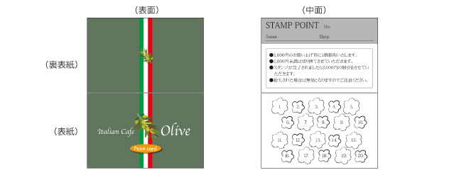 スタンプカード,ポイントカードの「サイズと作成手順」について 「Ｗカード(２つ折り)」 (110×85ｍｍ) 縦開き